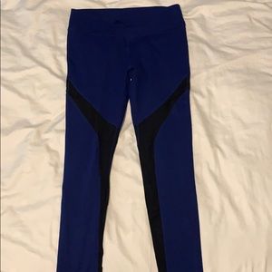 Blue and black mesh yoga pants